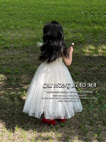Rochie de vară cu bretele pentru fete – stil prințesă, rochie din plasă, căptușeală din bumbac, material principal poliester