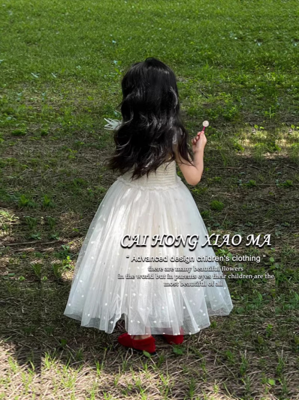 Rochie de vară cu bretele pentru fete – stil prințesă, rochie din plasă, căptușeală din bumbac, material principal poliester