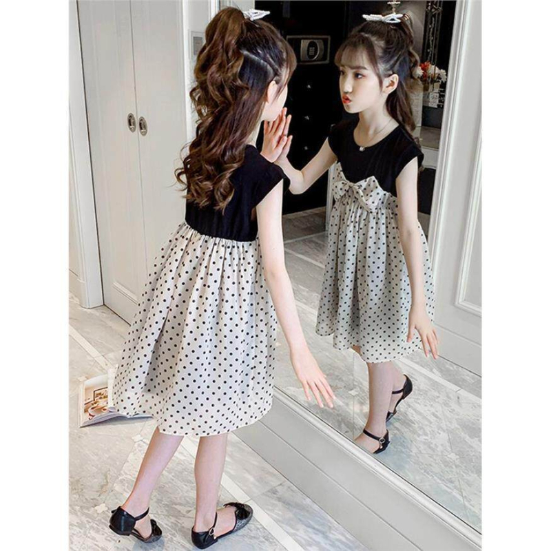 Rochie de vară pentru fete cu buline, rochie prințesă midi pentru copii 3–8 ani