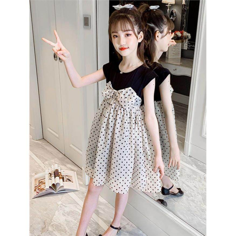 Rochie de vară pentru fete cu buline, rochie prințesă midi pentru copii 3–8 ani