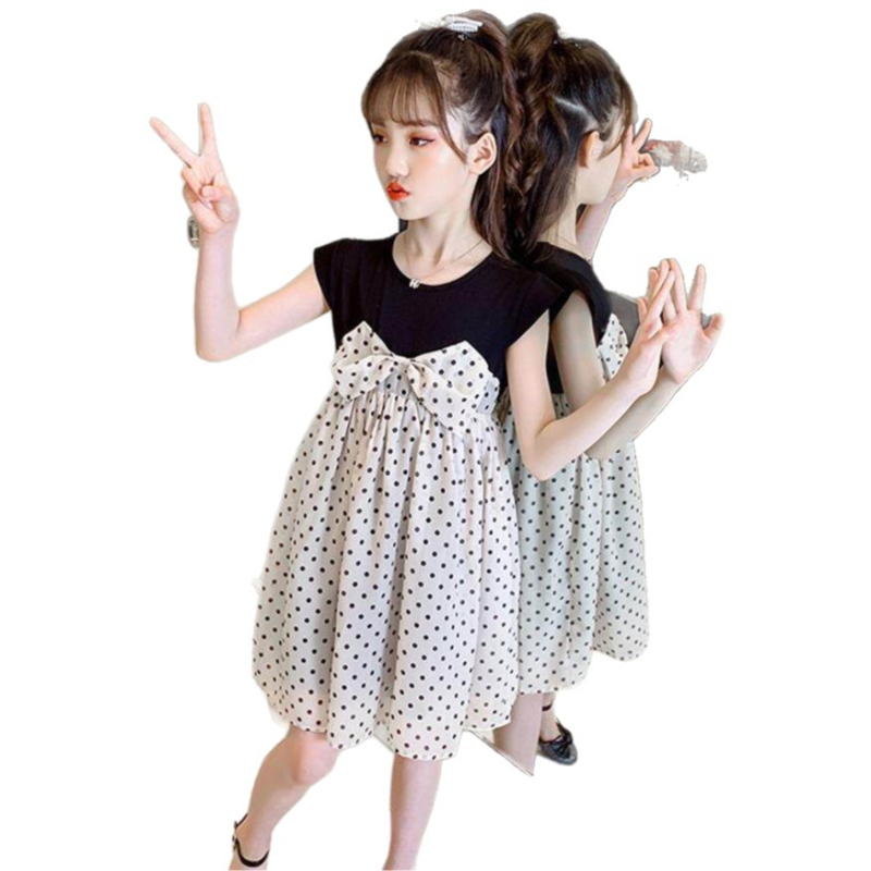 Rochie de vară pentru fete cu buline, rochie prințesă midi pentru copii 3–8 ani