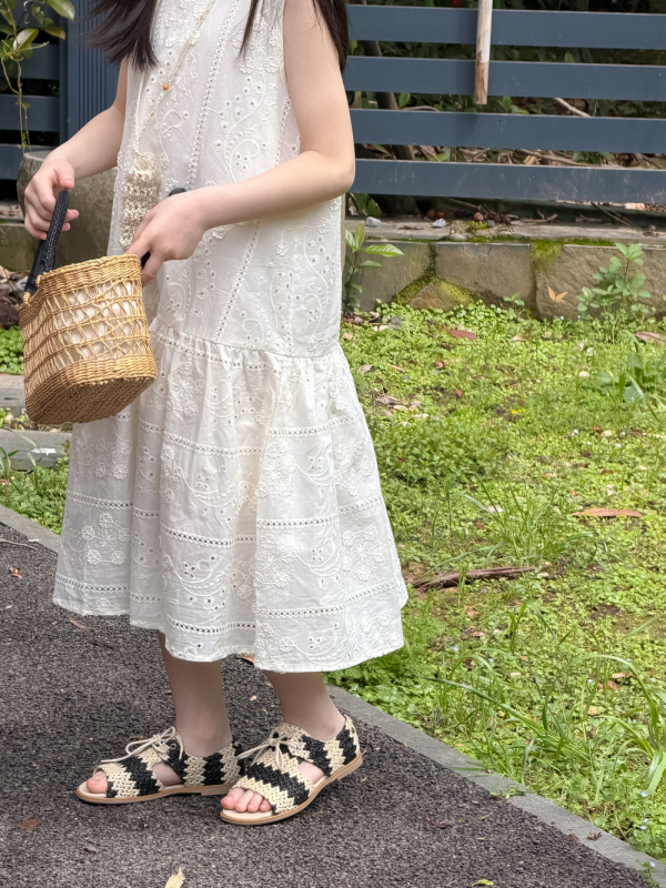 Kumai.kids Rochie fără mâneci cu imprimeu floral, stil coreean, din bumbac, rochie de vară pentru fete