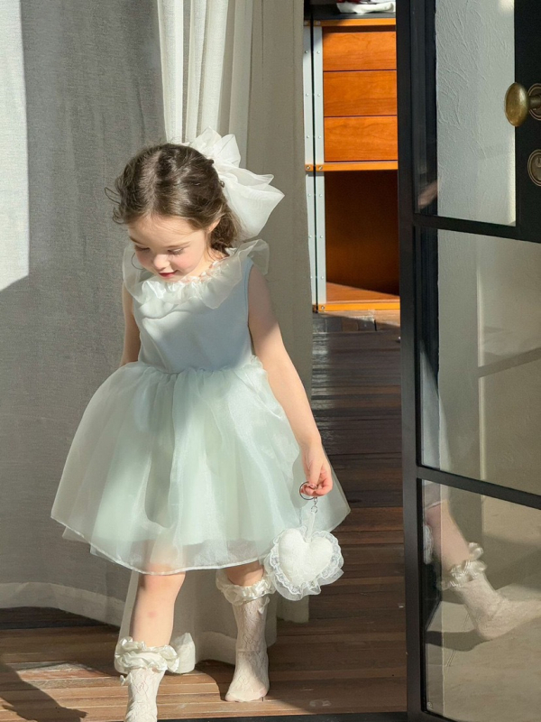 Rochie de vară pentru fete, stil prințesă, tul/plasă, fără mâneci