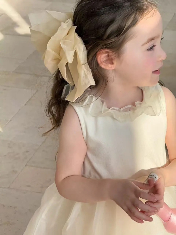 Rochie de vară pentru fete, stil prințesă, tul/plasă, fără mâneci