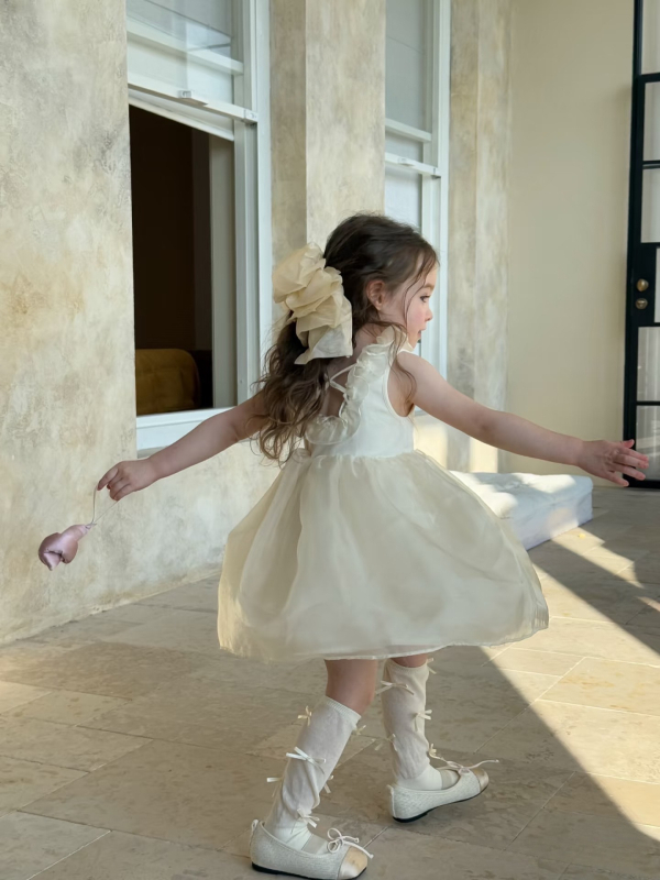 Rochie de vară pentru fete, stil prințesă, tul/plasă, fără mâneci