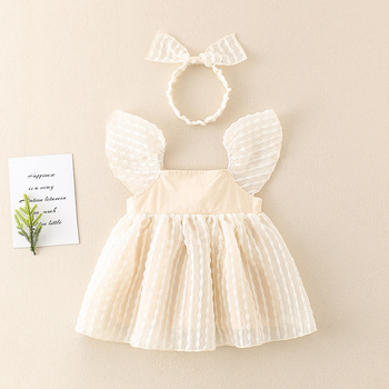 Rochie din bumbac pentru fetițe, stil prințese, design de inspirație coreeană, rochie de vară pentru copii 1–3 ani