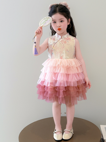 Rochie de vară pentru fete, 2026 nou trend, stil Hanfu Cheongsam, rochie cu fustă tip tort