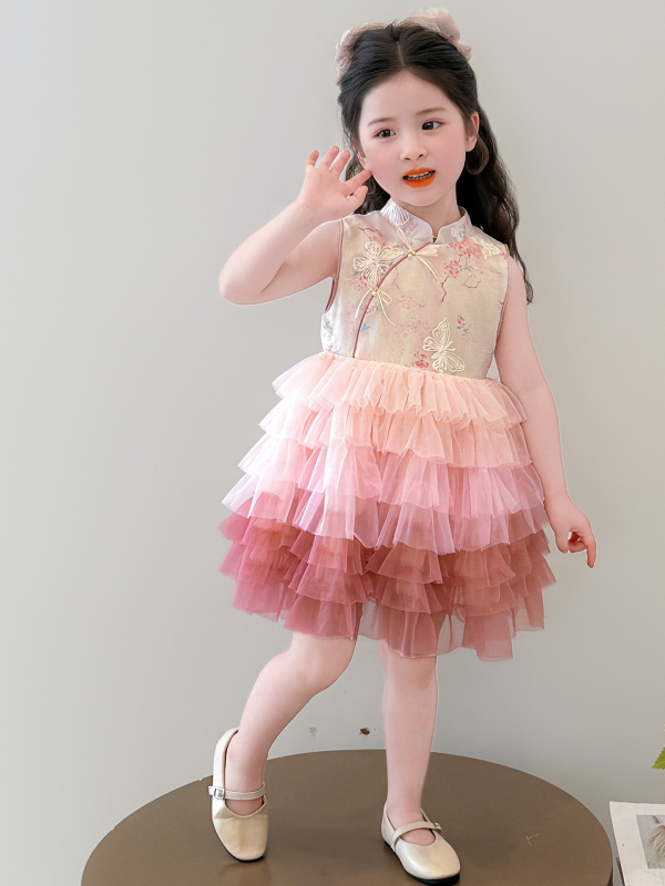Rochie de vară pentru fete, 2026 nou trend, stil Hanfu Cheongsam, rochie cu fustă tip tort