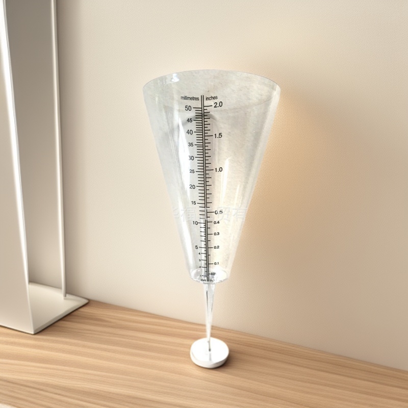 Pluviometru pentru grădină din plastic, cu recipient de măsurare alb-transparent, conic, cu fixare în pământ