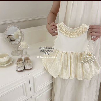 Rochie prințesă pentru fetițe, fără mâneci, croială A-line, uni, primăvară-vară, 3–8 ani