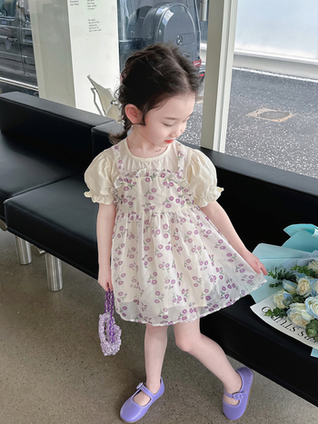 Rochie Prințesă cu motive florale pentru fete — rochie de vară cu căptușeală din bumbac, 3–8 ani