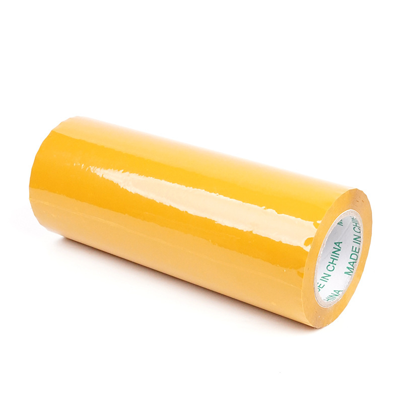 Bandă de ambalare extra-largă, transparentă bej, lățime 42 cm, lungime 110 m, cu adeziv acrilic pe folie BOPP; grosime 52 mm; aderență puternică și durabilitate; pentru ambalarea fabricii; -20°C până la 40°C.