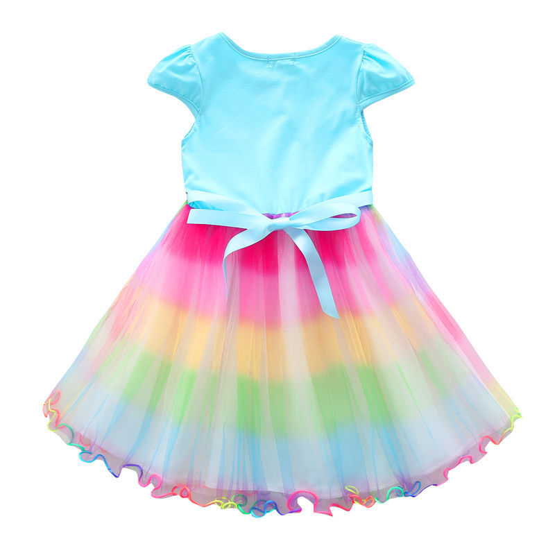 Rochie de vară drăguță pentru fetițe cu mânecă scurtă – prințesa Elsa