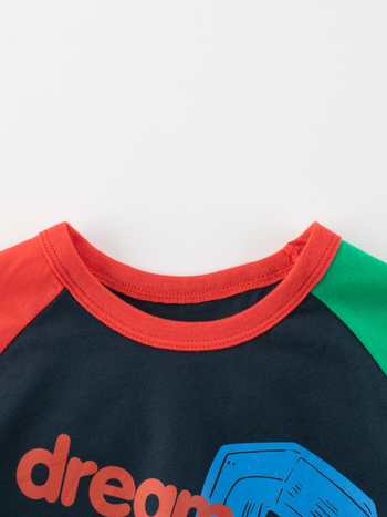 27Kids tricou pentru copii din bumbac, blocuri de culoare, mânecă scurtă, guler rotund, imprimeu, vara 2026