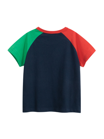 27Kids tricou pentru copii din bumbac, blocuri de culoare, mânecă scurtă, guler rotund, imprimeu, vara 2026