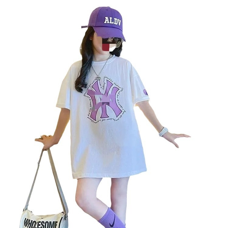 Tricou pentru fetițe cu mâneci scurte, vară 2024, croială lejeră, stil coreean