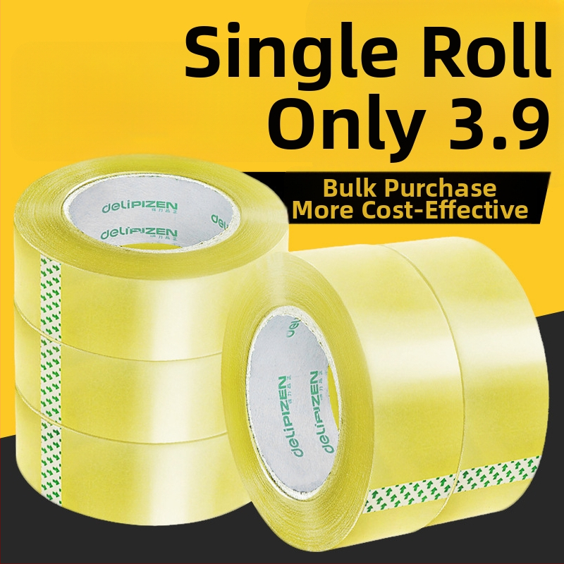 Bandă de ambalare transparentă, 52 mm, lățime 45 mm, lungime 100 m, film BOPP, adeziv sensibil la presiune, pentru mutări și sigilarea cutiilor