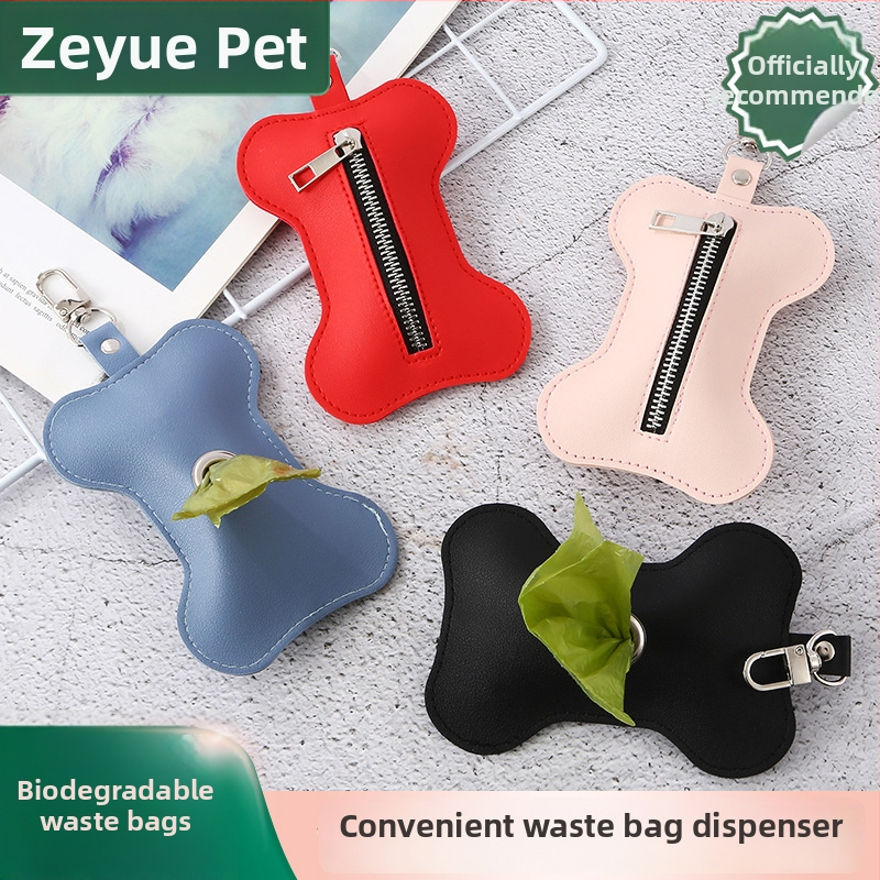 Dispenser pentru pungi de fecale ale câinelui și husă de depozitare, multicolor, cu clips pentru lesă