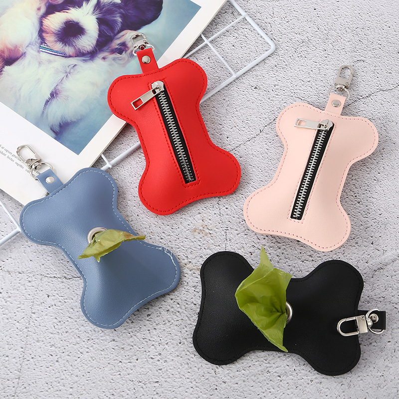 Dispenser pentru pungi de fecale ale câinelui și husă de depozitare, multicolor, cu clips pentru lesă