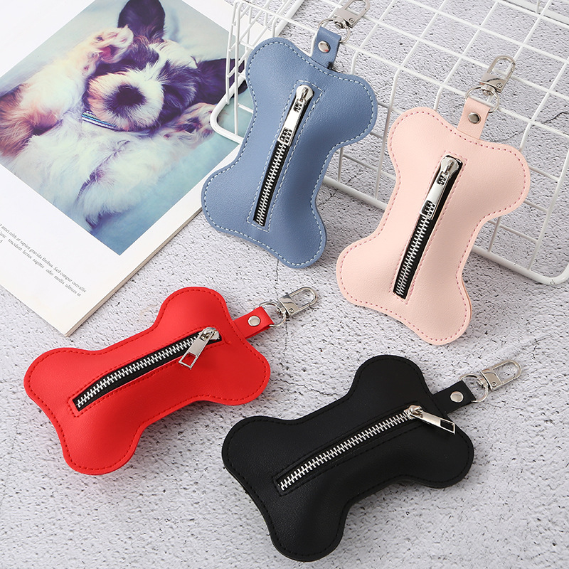 Dispenser pentru pungi de fecale ale câinelui și husă de depozitare, multicolor, cu clips pentru lesă