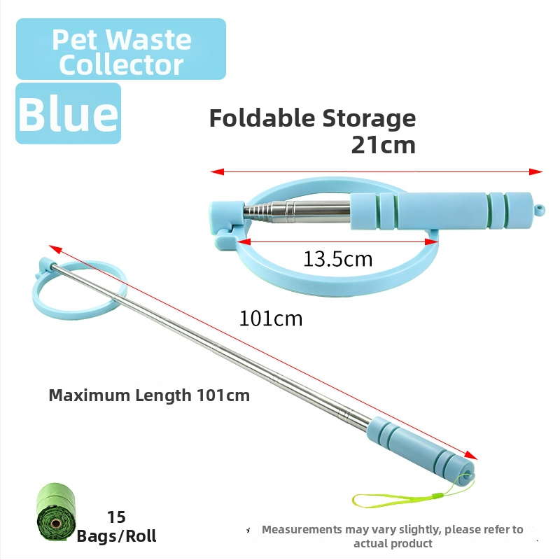 Colector de fecii pentru câini, cu mâner telescopic lung, pliabil automat, pentru utilizare în exterior