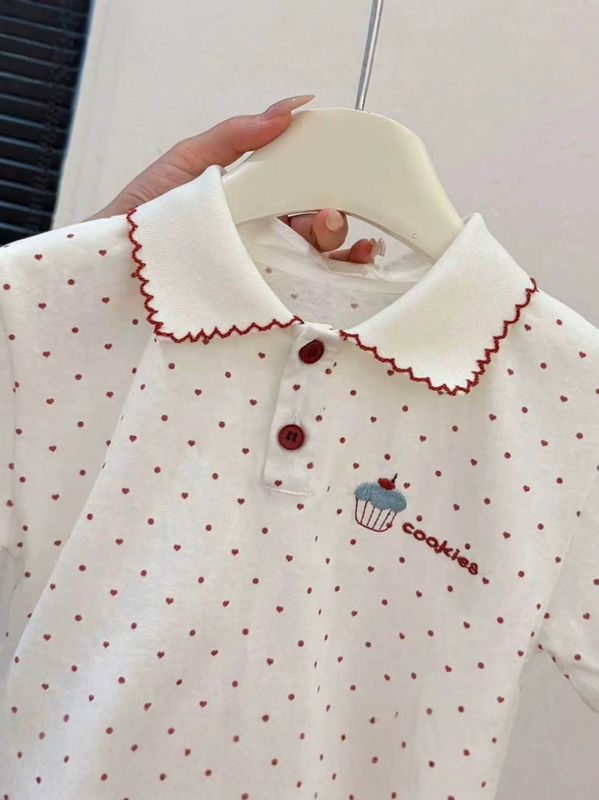 Tricou polo pentru copii, mâneci scurte, guler polo brodat, stil academic, tricou de vară respirabil pentru fetițe