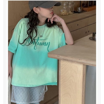 Tricou din bumbac cu tie-dye pentru fetițe, mânecă scurtă, vară