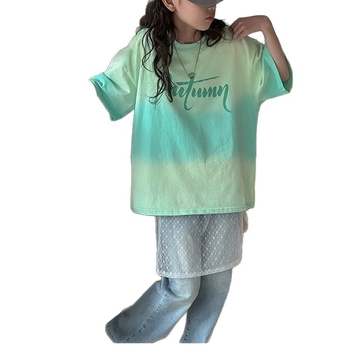 Tricou din bumbac cu tie-dye pentru fetițe, mânecă scurtă, vară