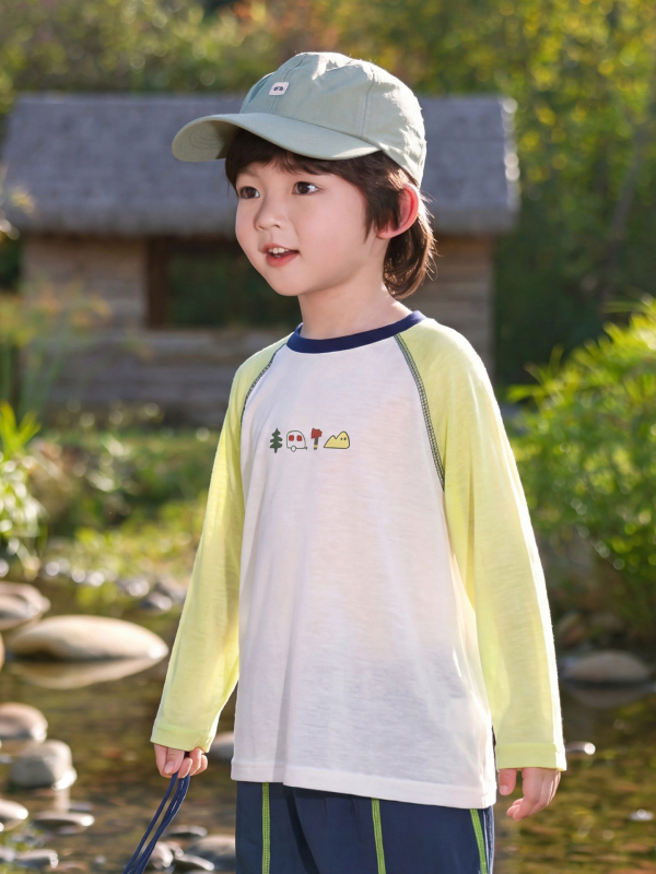 Tricou pentru copii cu mânecă lungă, protecție solară, Lyocell, haine de vară pentru copii, uscare rapidă