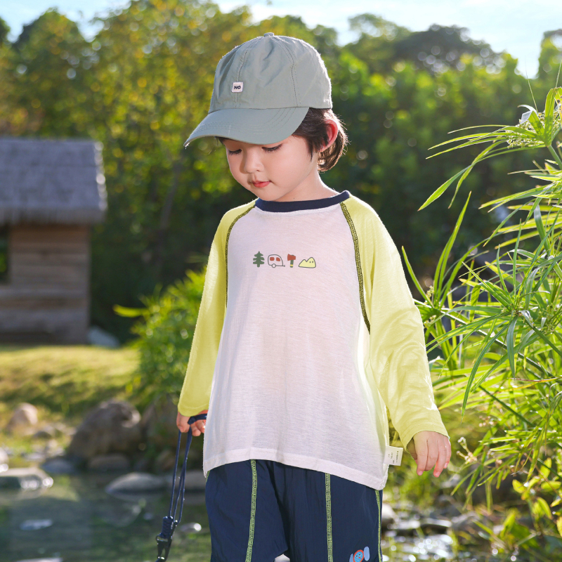 Tricou pentru copii cu mânecă lungă, protecție solară, Lyocell, haine de vară pentru copii, uscare rapidă