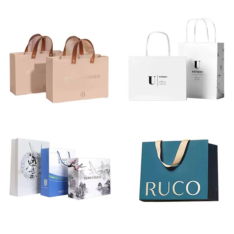Genți din hârtie kraft de înaltă calitate pentru cadouri și ambalare haine, personalizate cu imprimare a logo-ului