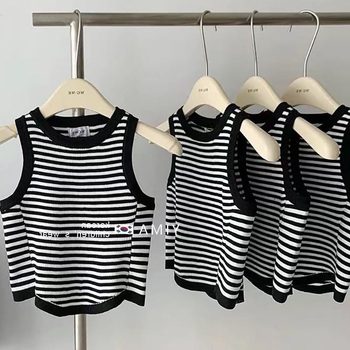 Tricou pentru copii din bumbac, în dungi, guler rotund, mâneci scurte
