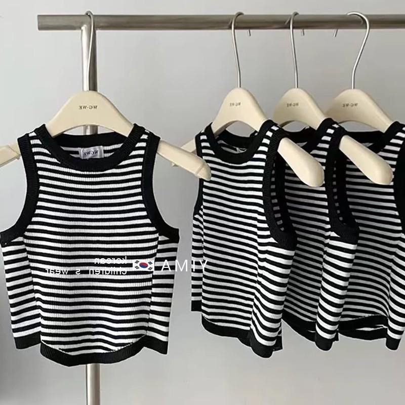 Tricou pentru copii din bumbac, în dungi, guler rotund, mâneci scurte