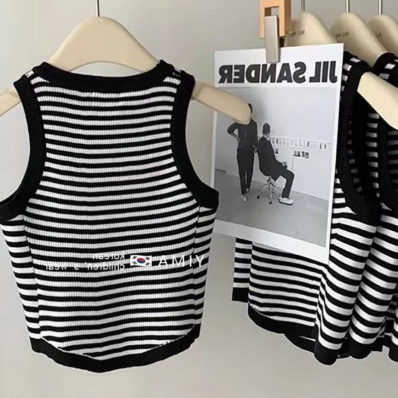 Tricou pentru copii din bumbac, în dungi, guler rotund, mâneci scurte