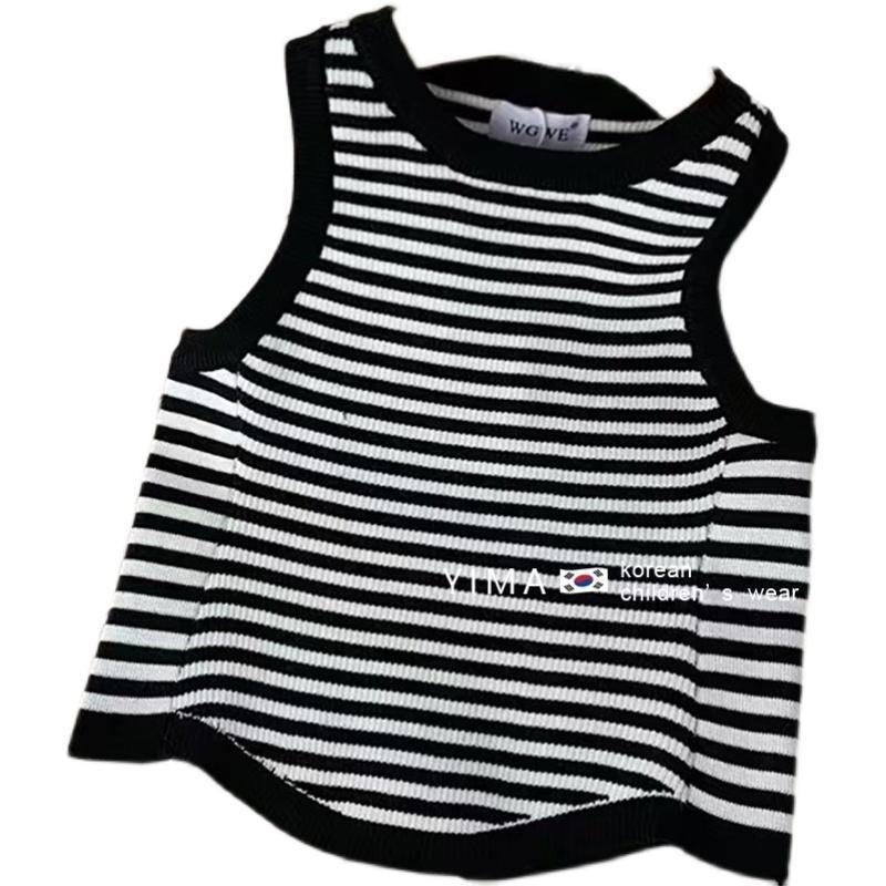 Tricou pentru copii din bumbac, în dungi, guler rotund, mâneci scurte