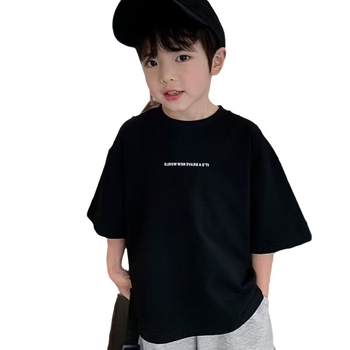 Tricou pentru băieți, cu imprimeu, mânecă scurtă, din amestec de bumbac, respirabil