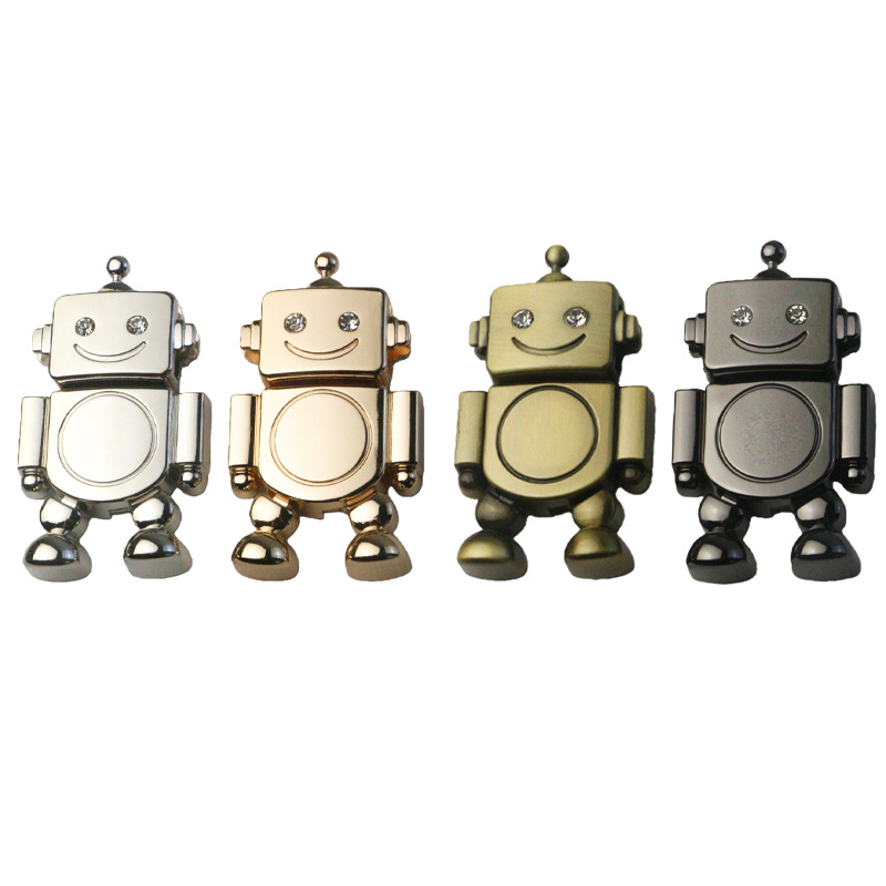 Încuietură în formă de robot din aliaj de zinc, cu diametrul exterior de 65 mm, pentru genți și cutii