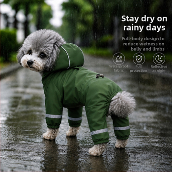 Palton impermeabil cu glugă reflectorizant pentru câini mici (Teddy, Bichon, Corgi, Schnauzer)