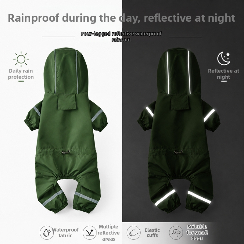 Reflexná nepremokavá pláštenka s kapucňou pre malé psy, ako sú teddy, bišón, corgi a bradáč