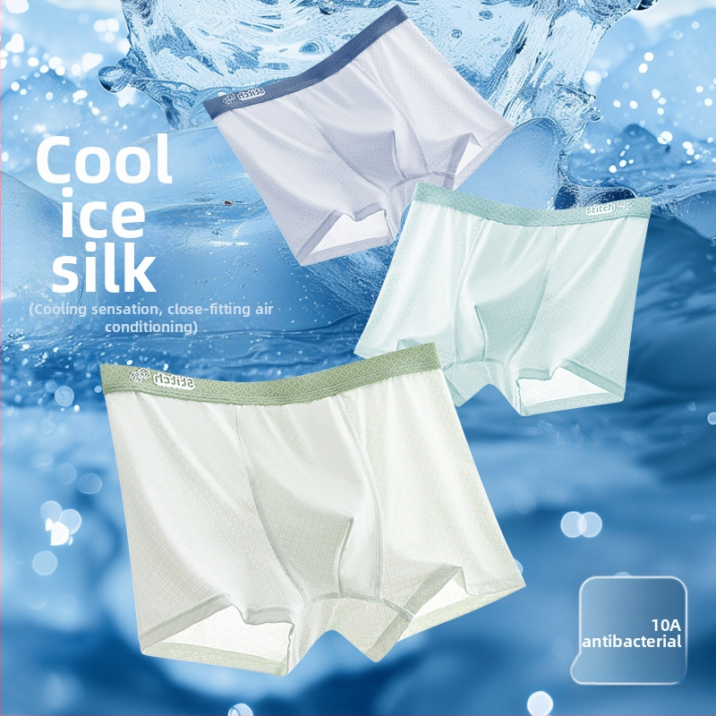 Boxeri pentru băieți adolescenți, din ice silk, vară, subțiri, respirabili, cu plasă