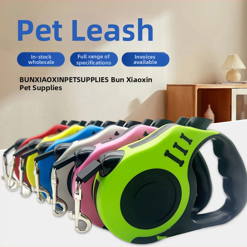 Lesă din nylon cu lanț pentru câini mari, potrivită pentru plimbări cu câini și pisici