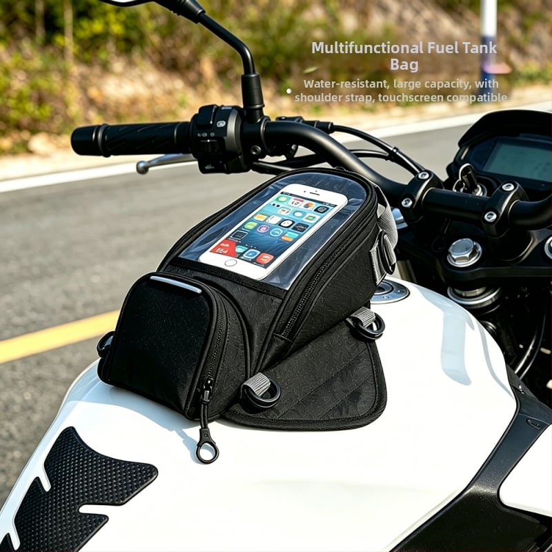 Geantă magnetică pentru rezervorul motocicletei, impermeabilă, cu capacitate mare, buzunar cu ecran tactil pentru telefon, echipament outdoor