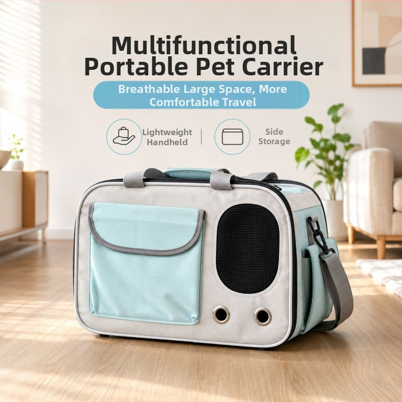 Geantă de purtare pentru pisici, respirabilă, pliabilă, crossbody, cu capacitate mare, pentru pisici până la 5 kg, 43×28×25 cm, Oxford