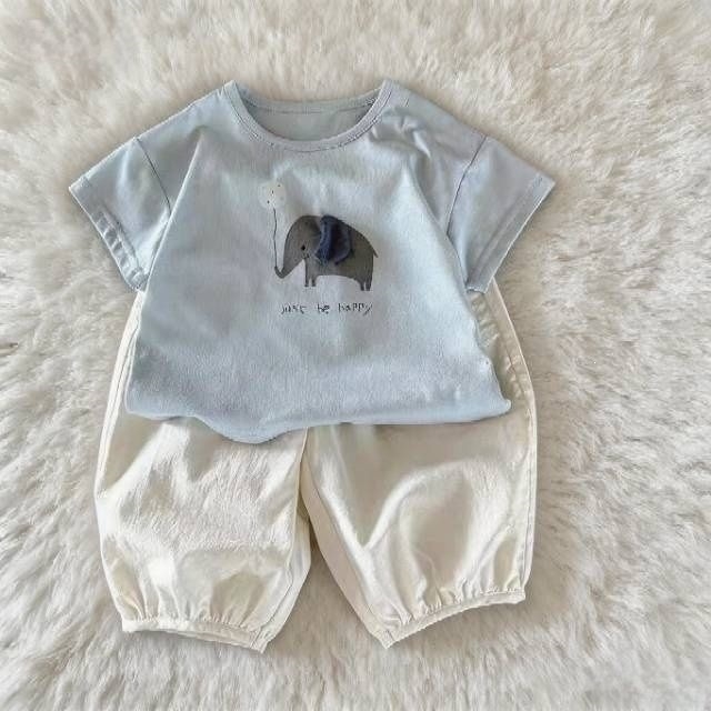 Set de două piese pentru bebeluși: tricou cu mânecă scurtă și pantaloni, vară 2026, outfit ușor din bumbac cu imprimeu de desene animate, pentru nou-născuți (0–12 luni)