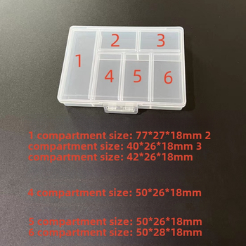 Cutie transparentă PP cu 6 compartimente, capac, pentru bijuterii mici și cercei; organizare pentru accesorii mici și echipamente de pescuit