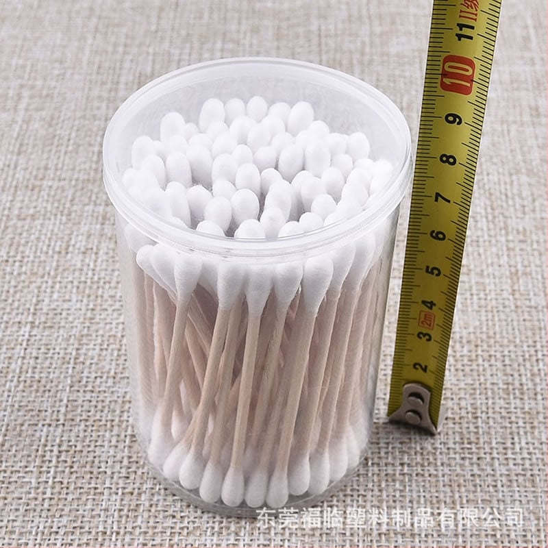 Cutie rotundă albă din PP pentru bețișoare de bumbac, dimensiuni 56x56x83 mm, diametru interior 52x79 mm, ambalaj pentru 100 bețișoare subțiri