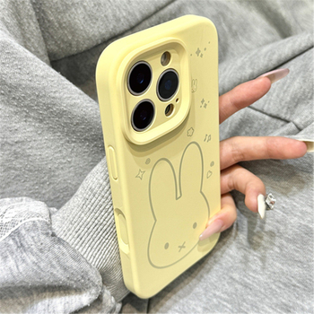 Carcasă din silicon cu iepure desenat în stil minimalist, colorată, pentru iPhone 17 Pro Max, iPhone 16, iPhone 15 și iPhone 14 Pro