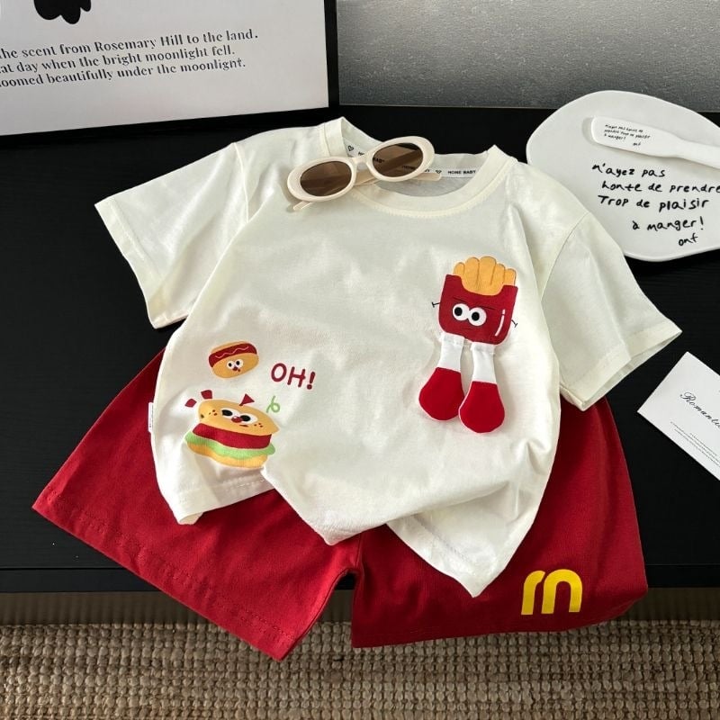 Set de vară pentru bebeluți, două piese, unisex, stil casual, 2026