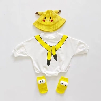 Combinezon din bumbac pentru bebeluți, primăvară-toamnă, design drăguț cu personaje de desene animate, mâneci lungi, glugă detașabilă, 0-12 luni