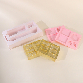 Cutie de ambalaj pentru cosmetice cu tavă interioară velurată, din PVC și PET